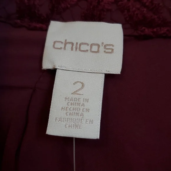 Chico's Red Maple Faux Suede and Lace Jacket - Picture 16 of 16